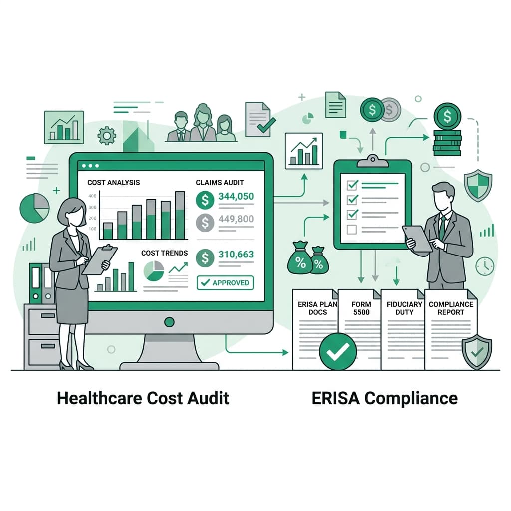 Minimalist vector art representing health insurance benefits litigation