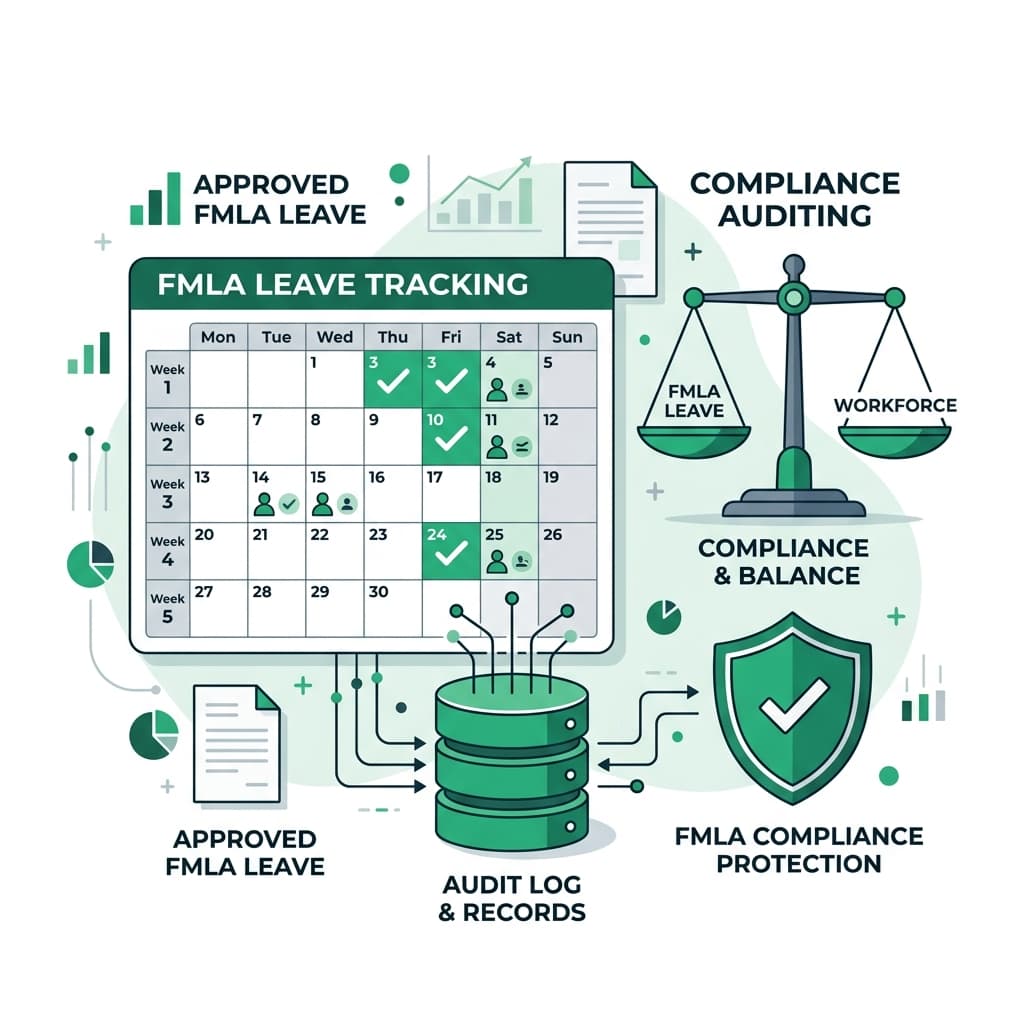 Minimalist vector art representing medical leave compliance